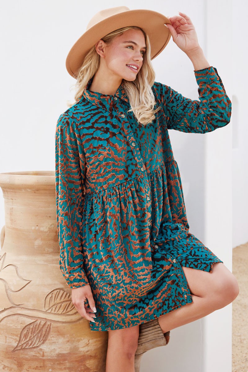 Teal Velvet Dress - Curvy
