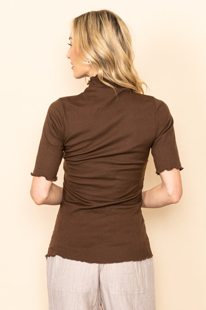 Mock Neck Chocolate Top