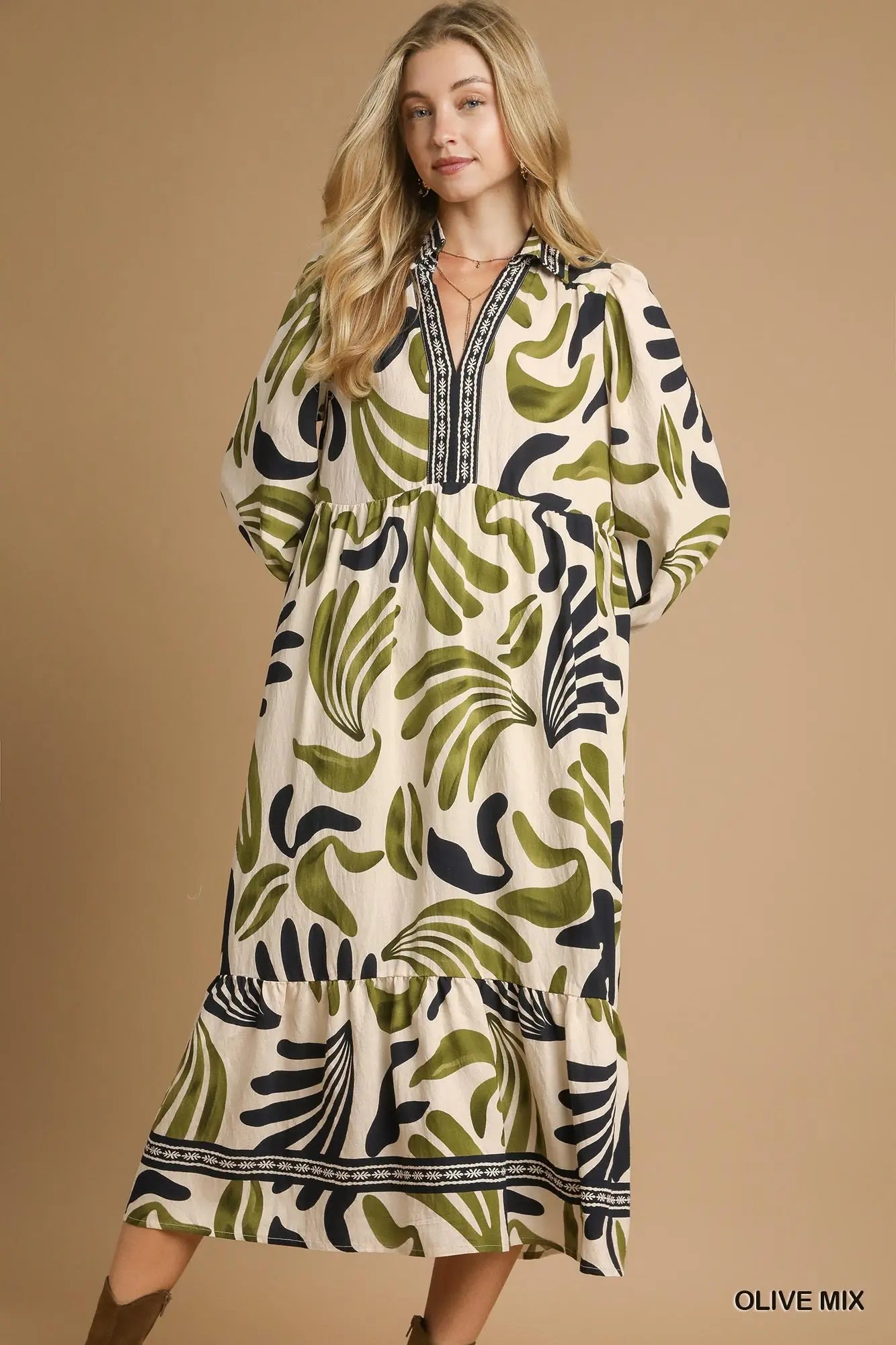 Boho Leaf Maxi Dress