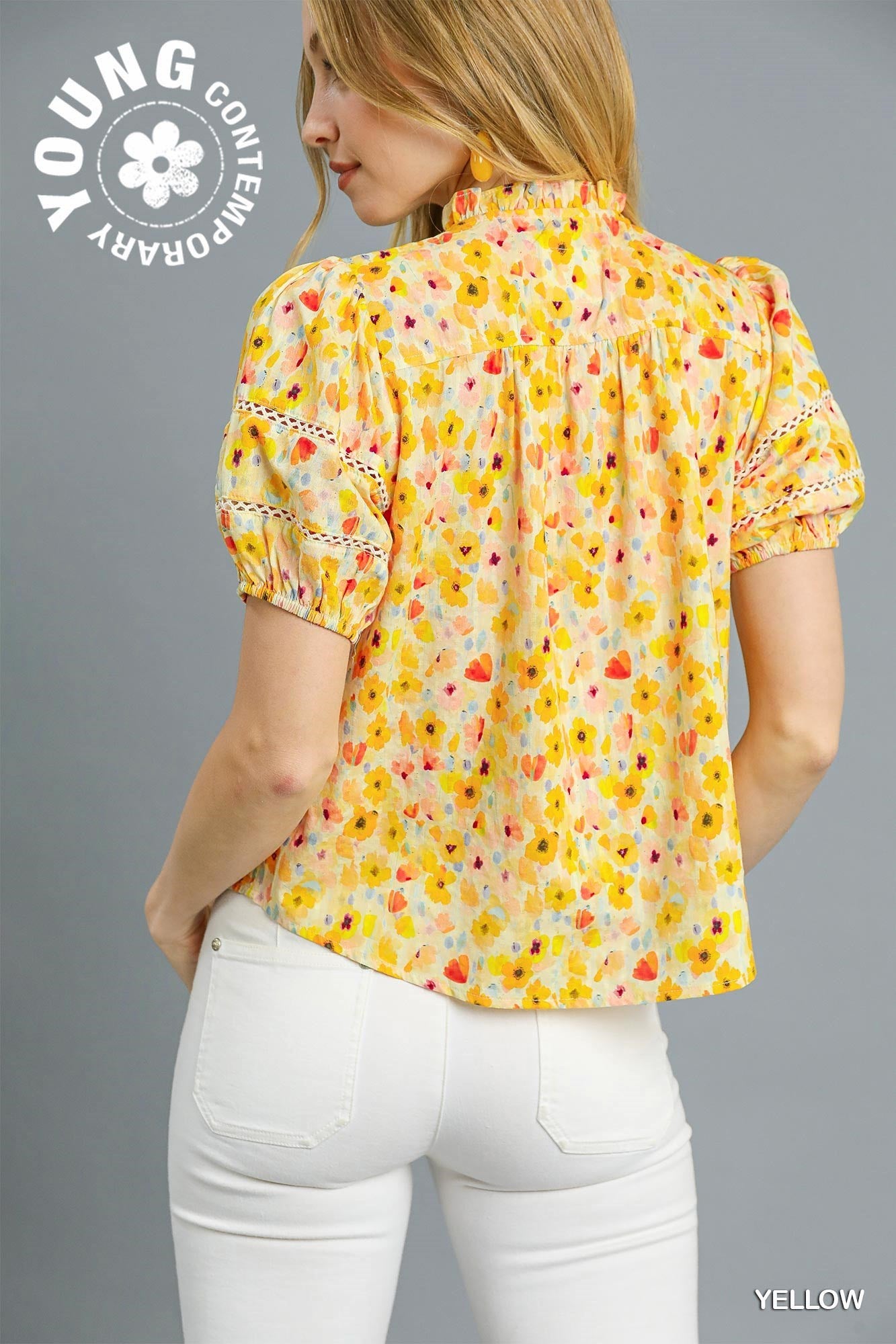 Yellow Watercolor Blouse- TEEN SIZE