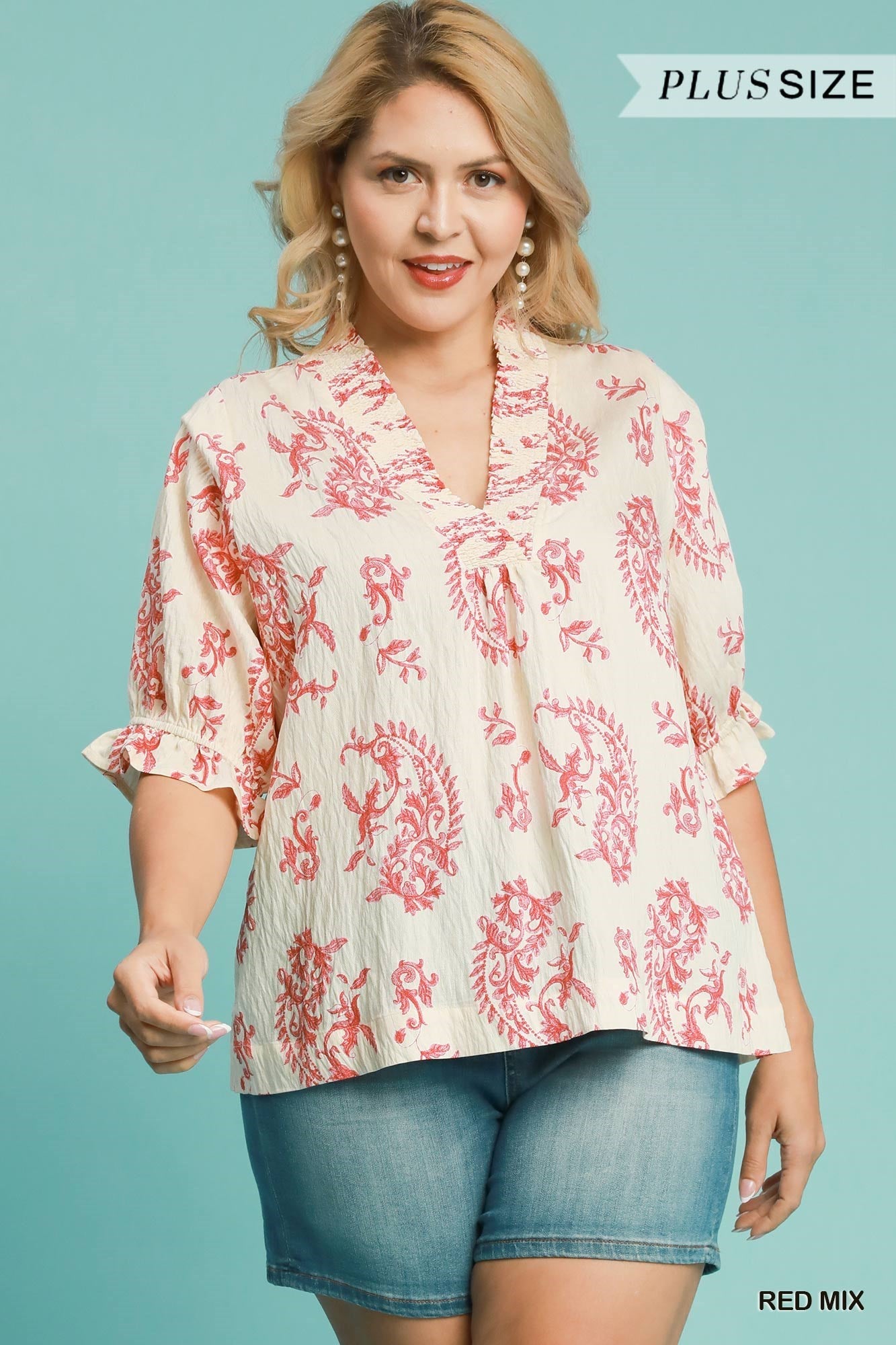 Royal Red Paisley Top - Cuvry