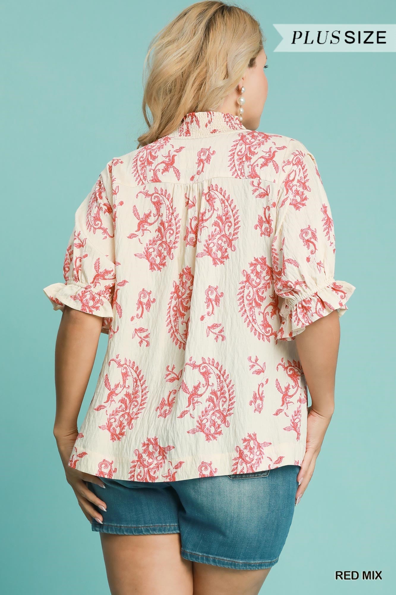 Royal Red Paisley Top - Cuvry