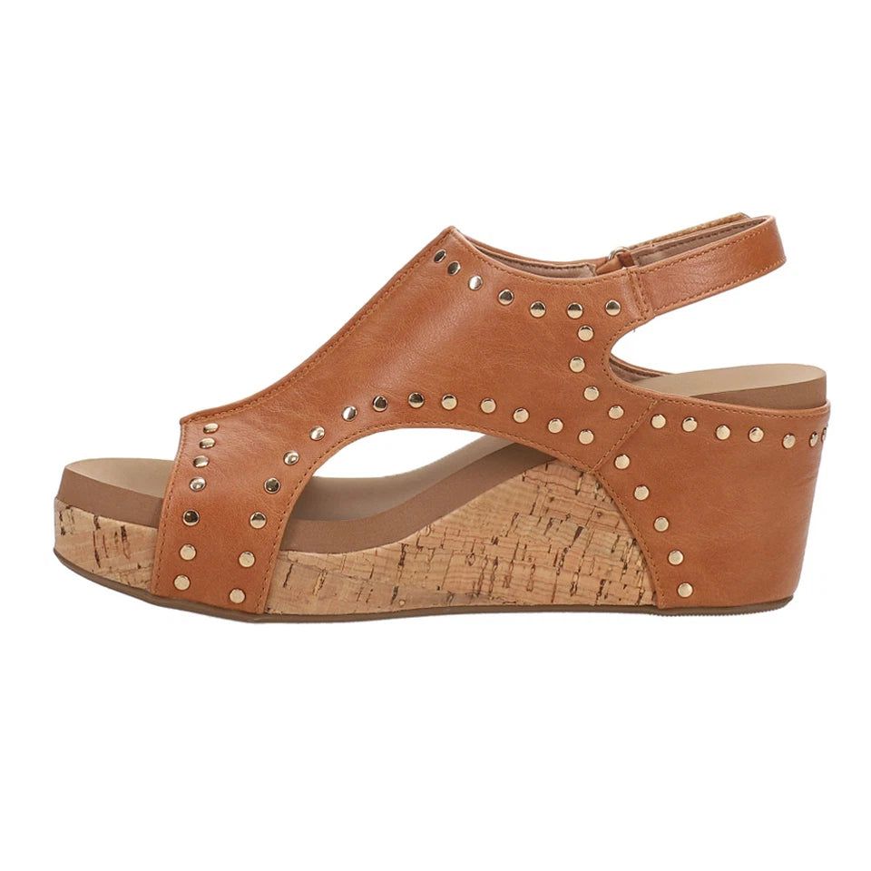 Corkys Carley Stud Wedge - Cognac