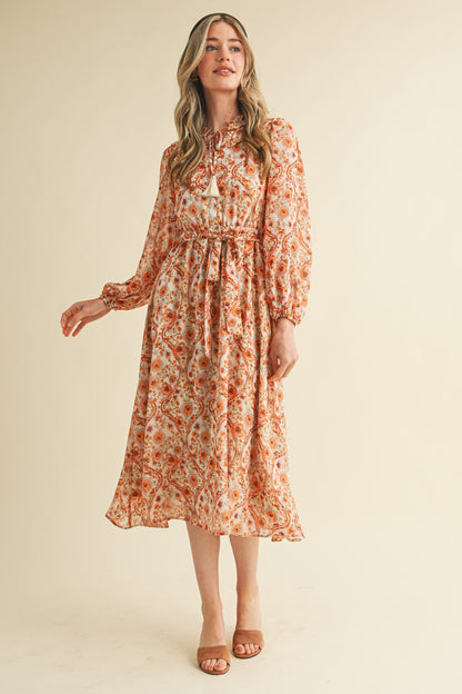 Sunset Floral Midi Dress