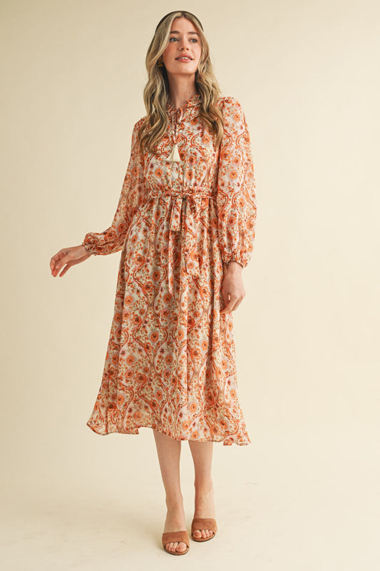 Sunset Floral Midi Dress