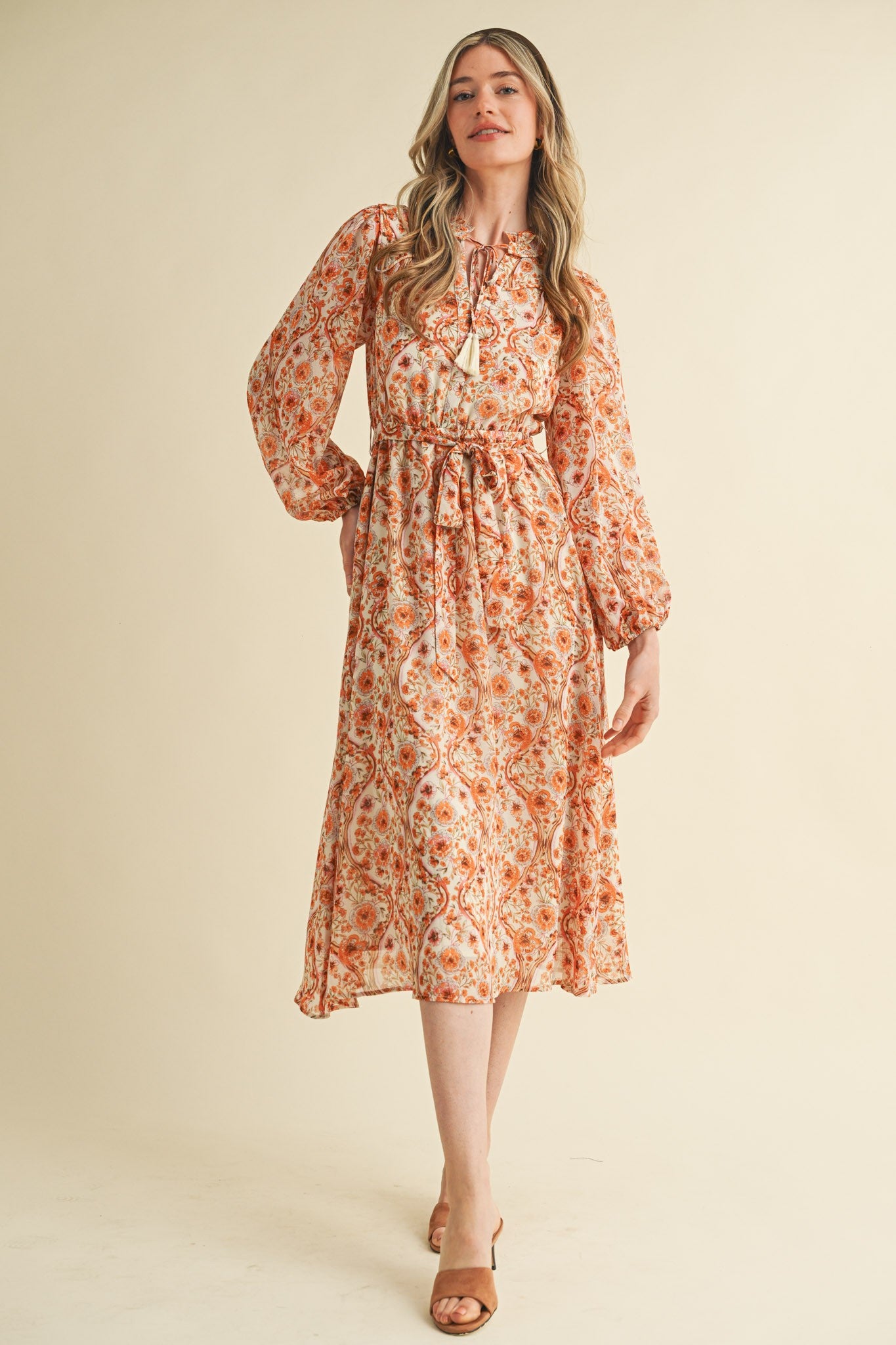 Sunset Floral Midi Dress