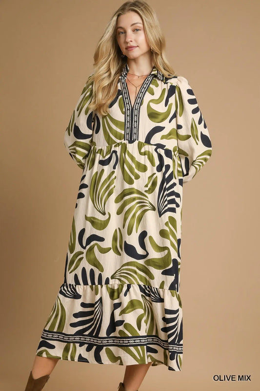 Boho Leaf Maxi Dress