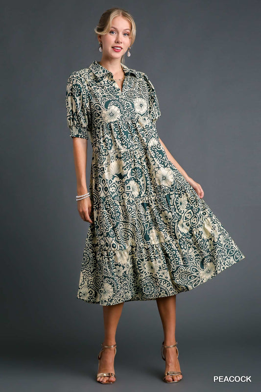 Vintage Garden Dress - Peacock