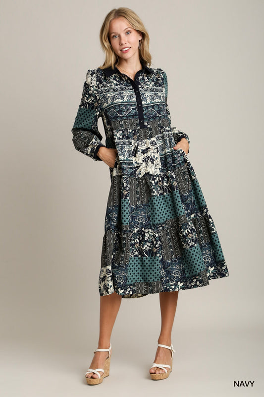 Patch Dreams Dress - Navy