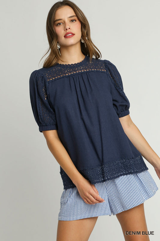 Linen Crochet Top