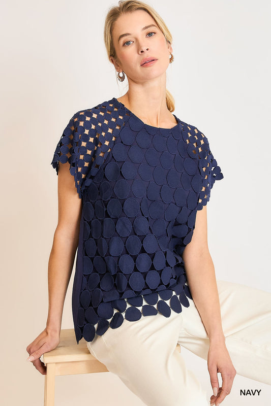 Polka Dot Top - Navy
