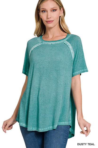 Teal Zen Boat Washed Top