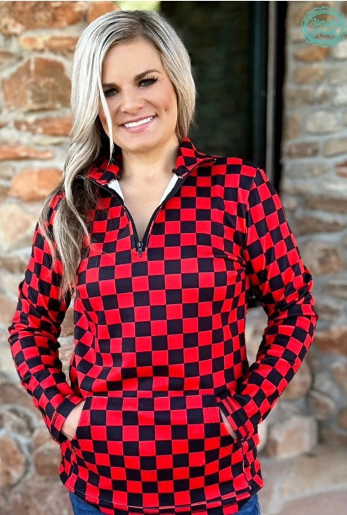 Pep Rally Pullover - Red & Black