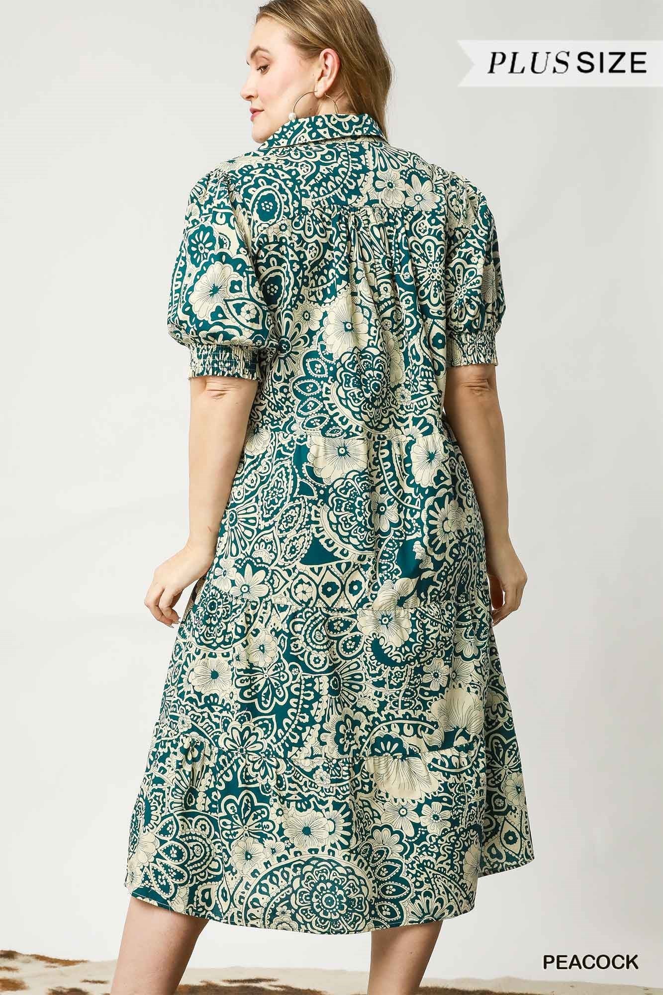 Vintage Garden Dress - Peacock - Curvy