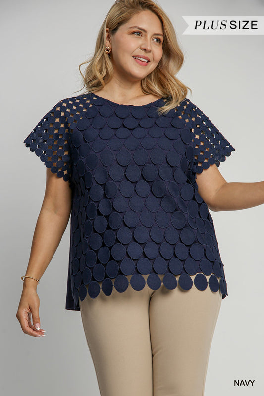 Polka Dot Top - Navy- Curvy