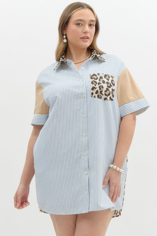 Stripes and Leopard Dress - Curvy