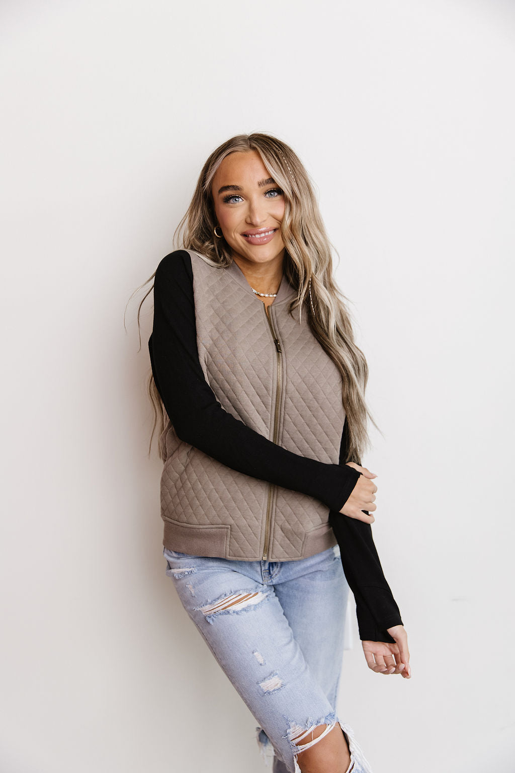 Quilted Bomber Jacket - Curvy