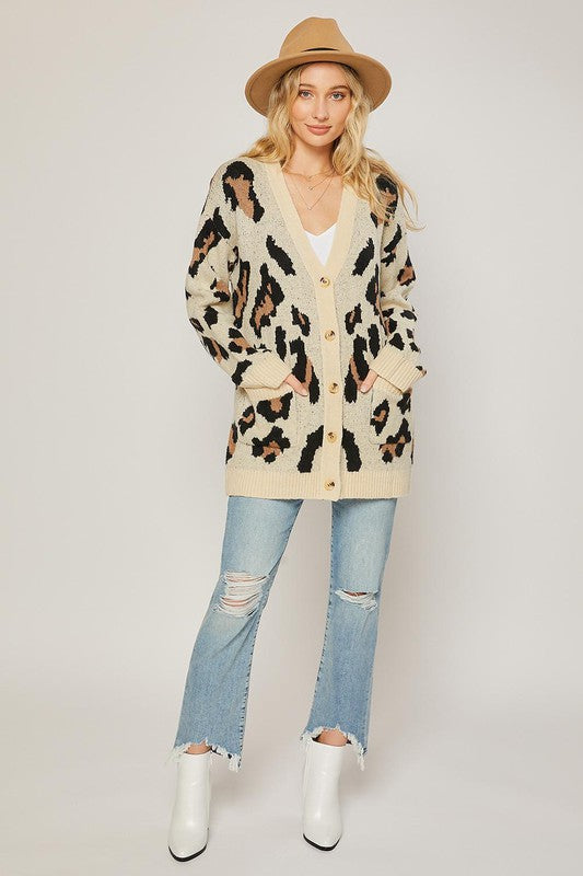 Leopard Button Sweater