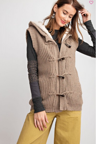 Easel Speckled Hooded Sweater Vest